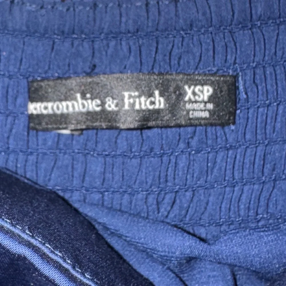 Abercrombie & Fitch Emerson Navy Blue Ruched Satin Maxi Dress Women's XS Petite